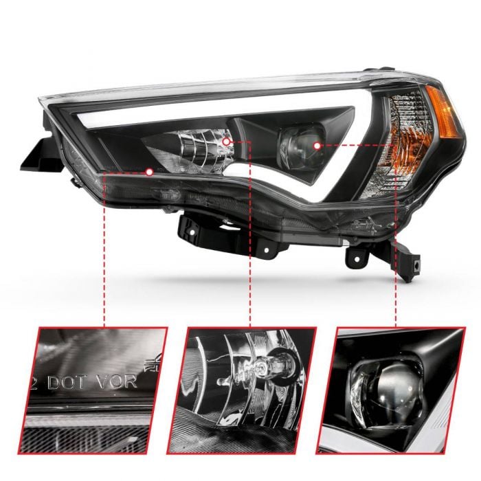 ANZO PROJECTOR LIGHT BAR STYLE HEADLIGHTS BLACK CLEAR AMBER