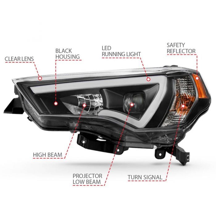 ANZO PROJECTOR LIGHT BAR STYLE HEADLIGHTS BLACK CLEAR AMBER