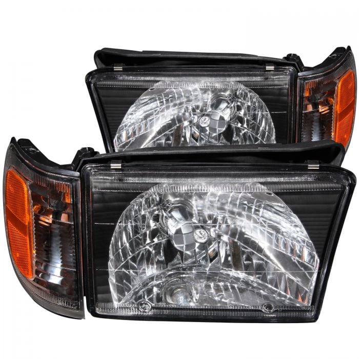 ANZO CRYSTAL HEADLIGHTS BLACK w/ CORNER LIGHT 2PC