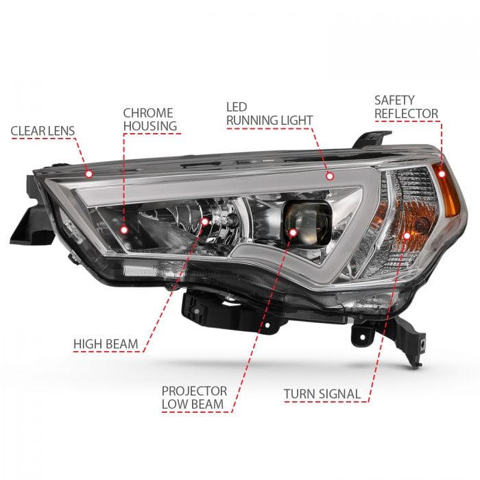 ANZO PROJECTOR LIGHT BAR STYLE HEADLIGHTS CHROME CLEAR AMBER