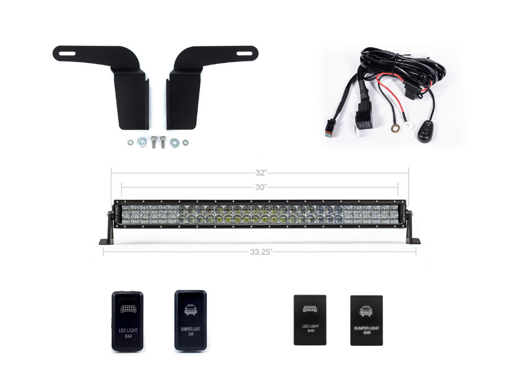 2003-2009 Toyota 4Runner 32" Lower Bumper Hidden LED Light Bar Brackets/Combo - Cali Raised LED
